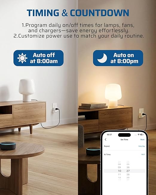 DEWENWILS Matter Smart Plug, Work with Apple Home, Alexa, Google, SmartThings, Smart Outlet with Schedule and Timer, FFS Easy Setup, 100% Privacy 15A/1800W, APP Voice Control, 2.4G Wi-Fi Only, 4 Pack