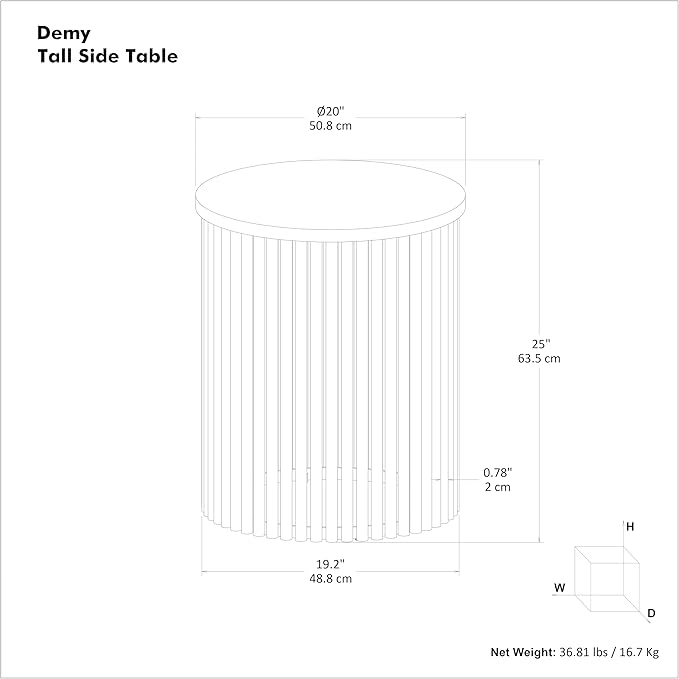 SIMPLIHOME Demy Side Table - 20 inch Wide Solid Mango Wood and Metal Tall Round End Table in Natural and Black, Industrial Accent Table for Living Room or Entryway with Slatted Base, Assembled