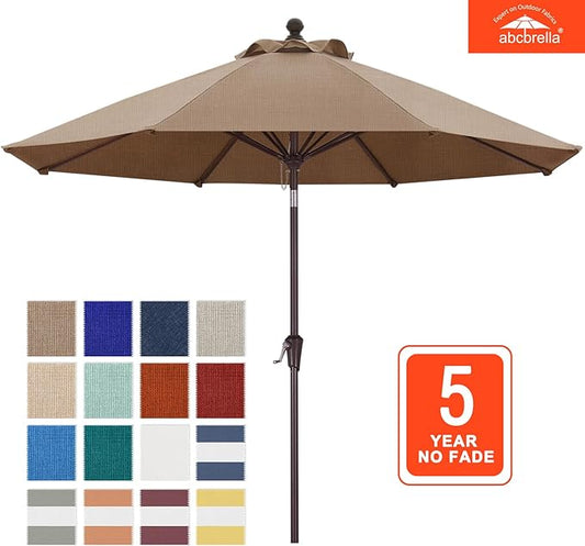 ABCCANOPY OLEFIN® 5-Year No Fading 9FT Patio Umbrella, Outdoor Table Umbrella with 8 Sturdy Ribs for Deck, Backyard, Yard (Desert)