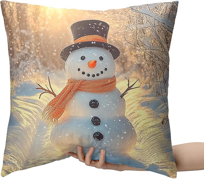 Winter Pillow Covers Snowman in The Sunshine Throw Pillow Covers 24x24 Snowflakes Pillow Case Double Sided Printing Cushion Case for Home Decor Couch Sofa Set of 2