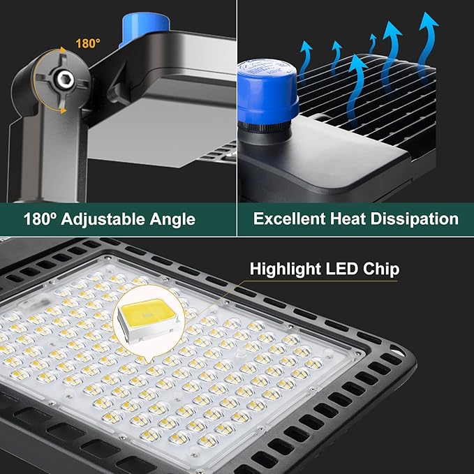 600W LED Parking Lot Lighting 90000Lm(150LM/W) Parking Lot Lights with Smart Photocell 5000K 6KV SPD Outdoor Waterproof LED Street Light with Slipfitter Mount ETL Listed 7 Yrs Warranty 2Pack