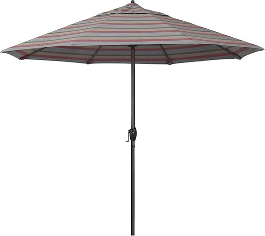 California Umbrella 12-Year Protection 9-Ft Outdoor Patio Umbrella, Sunbrella Fade-Resistant Acrylic Fabric, Auto Tilt and Crank, Heavy-Duty Aluminum Frame/Reinforced Ribs, Bronze Pole, Gateway Blush