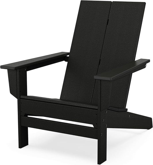 POLYWOOD Contemporary Modern Oversized Adirondack Chair in Black