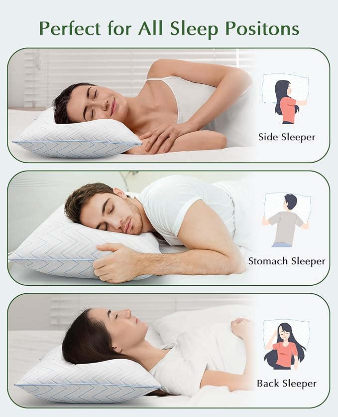 DIORIS Pillows Queen Size Set of 2 - Luxury Hotel Collection Cooling Bed Pillows for Sleeping, Breathable Medium Soft Down Alternative Microfiber Filled Pillows for Back, Stomach Sleepers