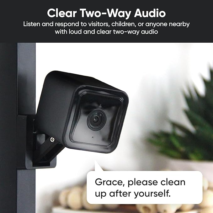 Cam V3 Smart Home Security Camera, Indoor/Outdoor Use, 1080p Plug-in, Color Night Vision, Motion Detection, Two Way Audio, Compatible with Alexa, Google Assistant, Black