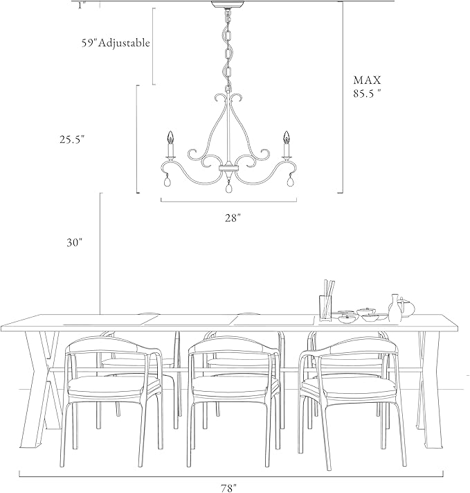 LALUZ Farmhouse Chandelier, 6-Light Rustic Dining Room Chandeliers Light Fixture Over Table with 7 Crystals for Dining Room & Living Room, Entryway, Rust-Colored Bronze Finish