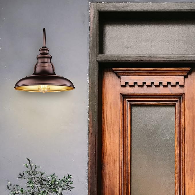 Dusk to Dawn Sensor Outdoor Barn Light Fixture Outdoor Wall Sconce Farmhouse Wall Mount Lights Exterior Light Fixture Bronze Finish Industrial Wall Lantern for Porch, Entryways, 4 Pack