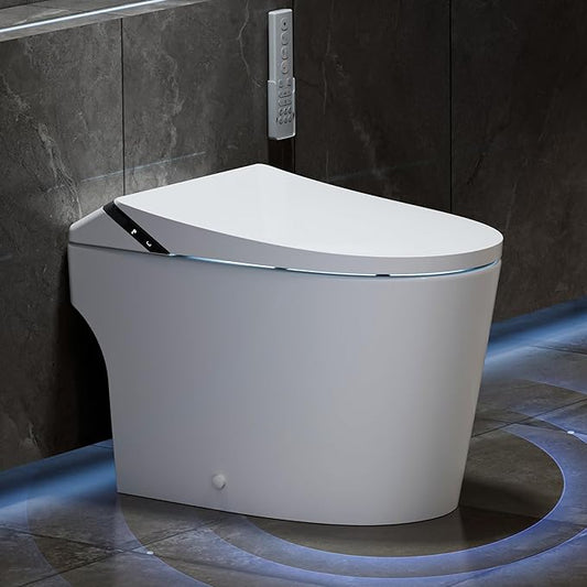 Smart Toilet with Bidet Built in,One Piece Toilets with Tank,Dual Auto Flush,Foam Dispenser,Deodorization,Foot Sensor,Blackout Flush,Heated Seat,Warm Water,Bidet Toilet for Modern Bathroom,Night Light