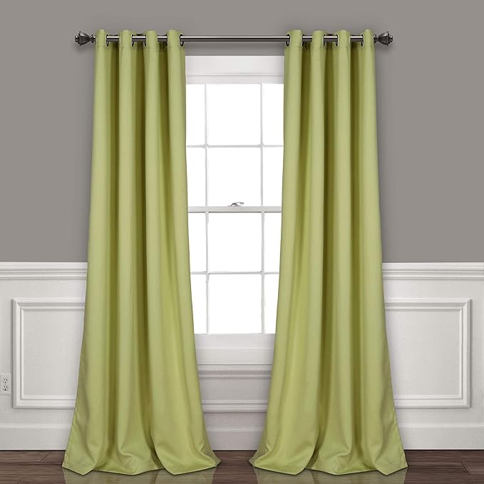 Lush Decor Insulated Grommet Blackout Window Curtain Panels, Pair, 52" W x 108" L, Sage - Classic Modern Design - Chic Window Decor - Long Curtains For Living Room, Bedroom, Or Dining Room
