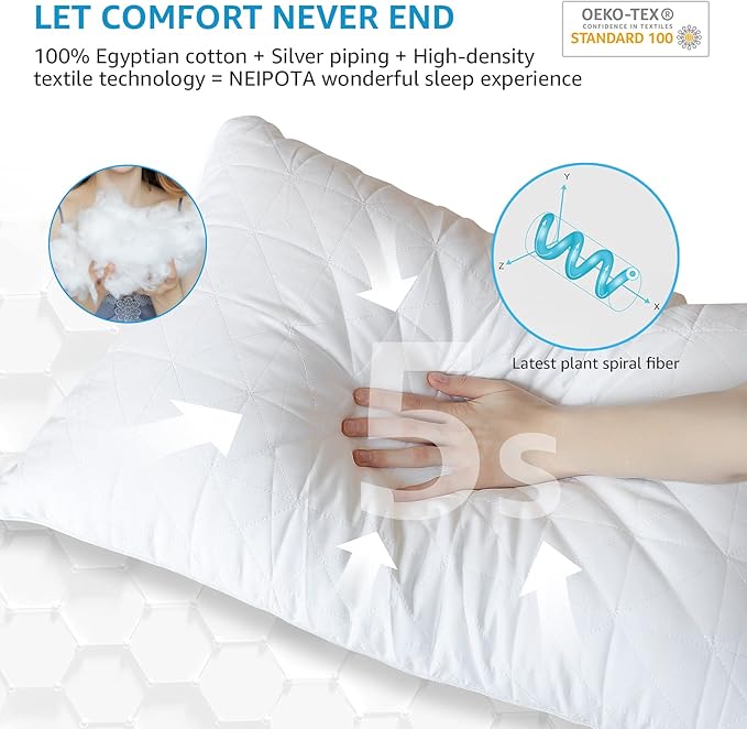 King Size Pillows Set of 2 - Premium Down Alternative Cooling Bedding 20 x 36 White, Bed Sleeping Pillow for Back, Stomach or Side Sleepers