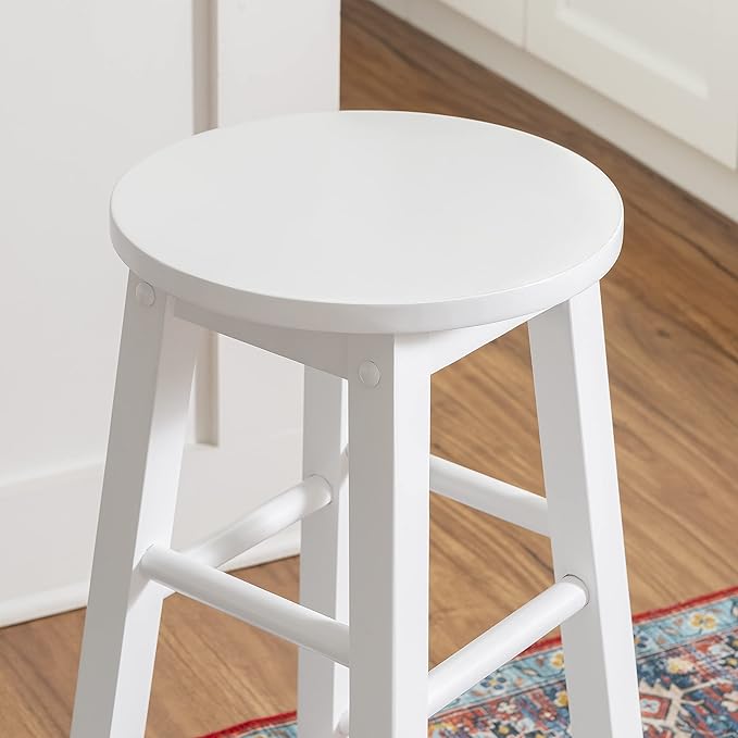 Zeke White 24" Counter Stool with Round Seat by Linon