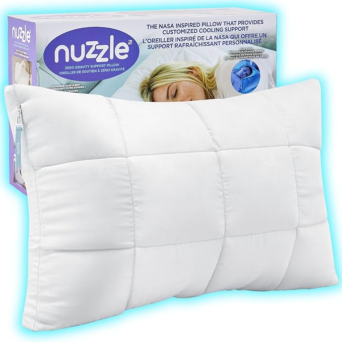 Nuzzle Adjustable Firm Pillow, Luxury Standard Size Bed Pillow Hotel Collection - Best Adjust Height Soft Cooling Pillow for Back, Stomach or Side Sleepers - Home Gifts