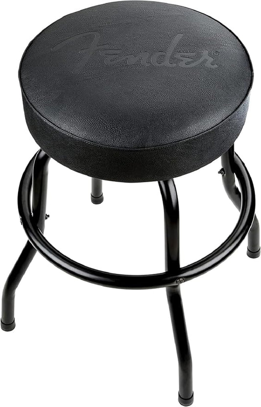 Fender Embossed Black Logo Swivel Barstool, Great Gifts for Dad, with 1 Year Limited Warranty, Simple Assembly, Black/Black, 24"