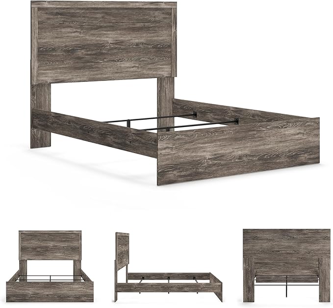 Signature Design by Ashley Ralinksi Vintage Queen Panel Bed with Metal Slats, Foundation or Box Spring Needed, Gray
