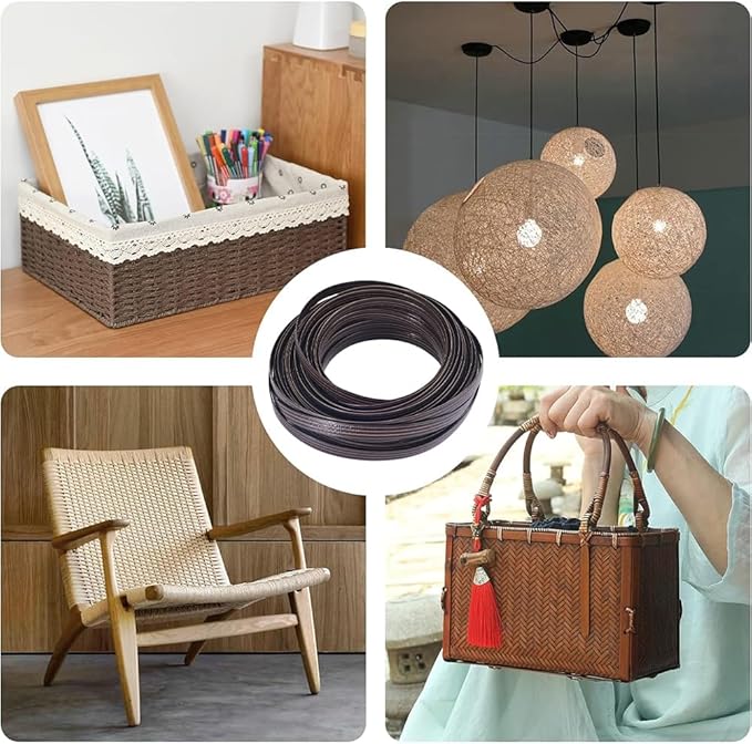 GORGECRAFT 10m Rattan Repair Kit Coffee Wicker Repair Material Plastic Rattan Wicker Roll Waterproof Rattan Fix Material for Garden Patio Furniture and Rattan Chair Sofa Storage Basket