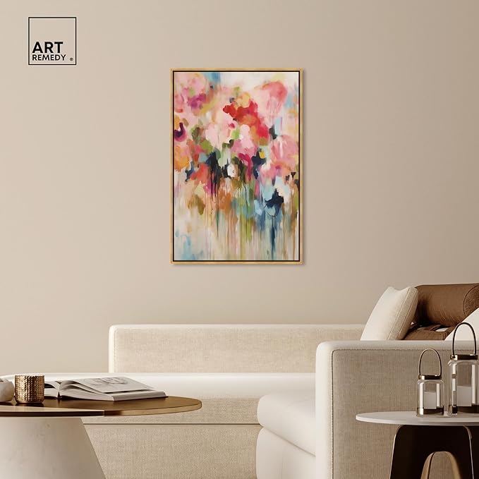 Art Remedy Soft Lush Pastel Canvas New Floral Wall Art, Gold Frame, 30" x 45"