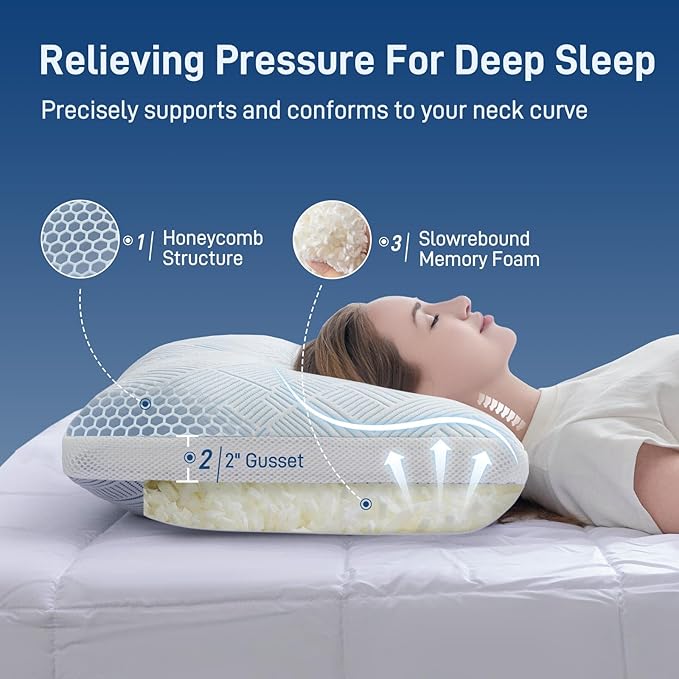 Lyralith Shredded Memory Foam Cooling Soft Bamboo Viscose Pillows King Set of 2, Adjustable Hypoallergenic Hotel Quality Bed Pillows for Side, Stomach or Back Sleeper, Oeko-TEX Certified