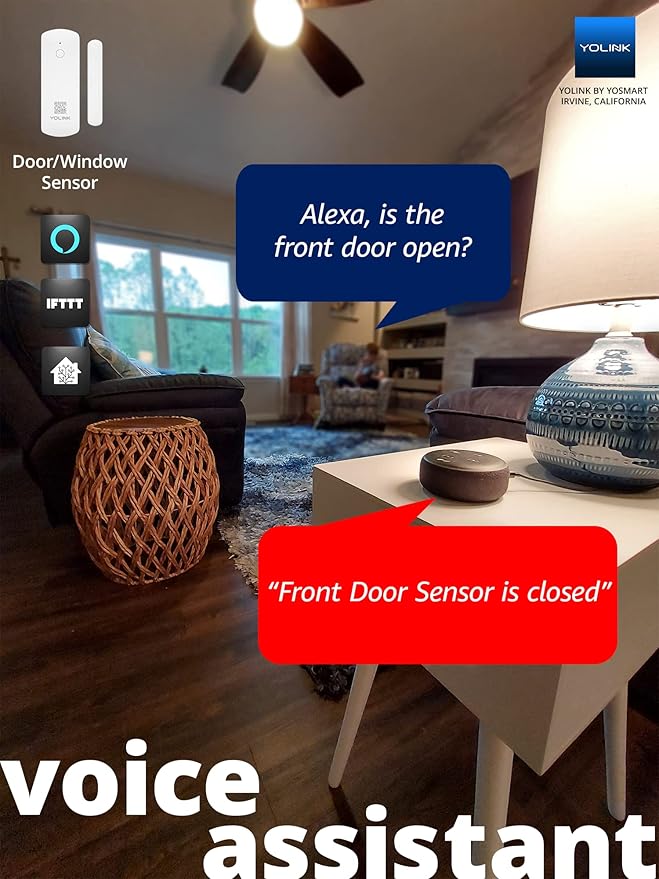 YoLink LoRa Smart Door & Window Sensor: Up to 1/4 Mile Open-Air Range, Door Left-Open Reminders, up to 5 Year Battery Life, Alexa, IFTTT, Home Assistant