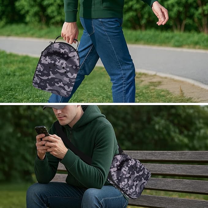 Camo Hat Case for Baseball Caps, Crush-Proof Hard Shell Travel Hat Storage Organizer for 6-7 Caps, Breathable Cap Carrier with Airflow Eyelets for Closet & Travel, Water-Resistant 1680D Oxford