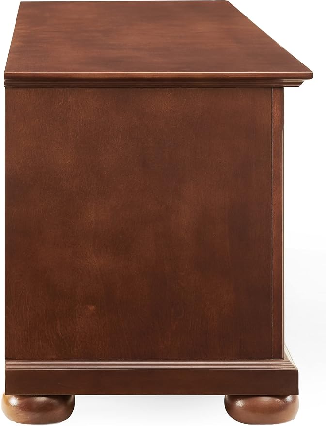 Crosley Furniture Alexandria Low Profile TV Stand for 65+ inch TVs, Entertainment Center with Storage Shelves, Vintage Mahogany