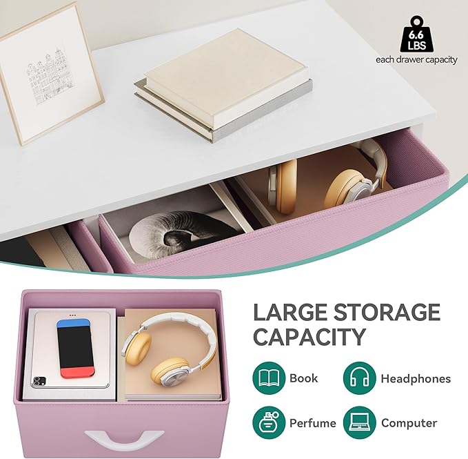 YITAHOME Double Dresser, Fabric Dresser with 8 Drawers, Chest of Drawers for Closet, Living Room, Sturdy Steel Frame, Wooden Top, Easy Pull Handle