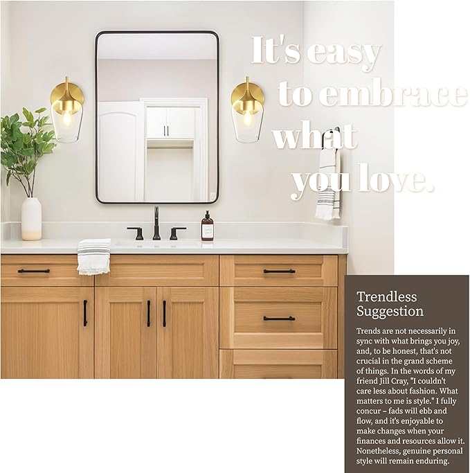 Hamilyeah Gold Sconces Wall Lighting Set of 2, Bathroom Wall Lighting Fixtures Brass, Modern and Vintage Wall Lights with Clear Champagne Glass Shade for Bedroom,Fireplace,Hallway,Kitchen