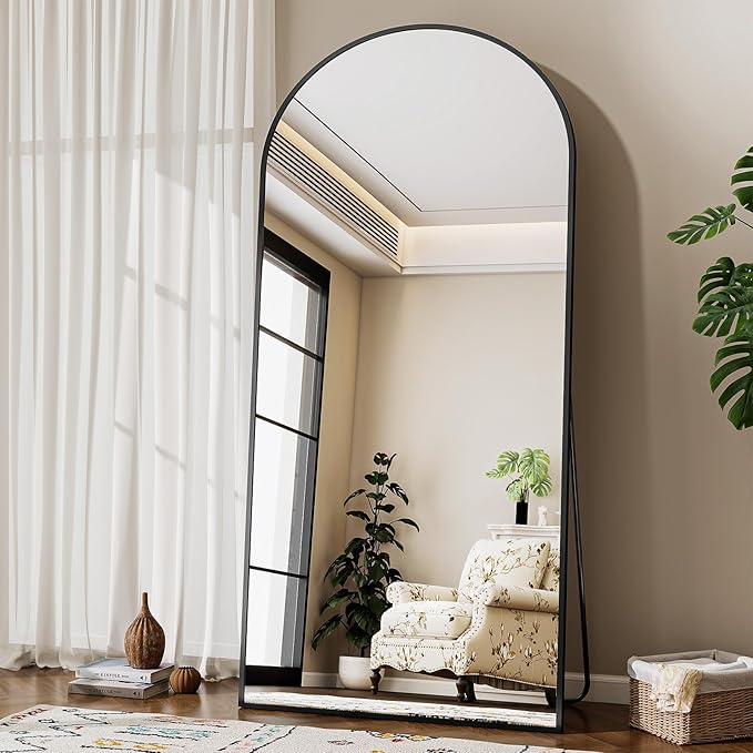 71"x25" Arched Mirror Full Length, Standing Floor Mirror, Wall Mounted Mirror with Aluminum Frame - for Standing, Leaning or Hanging, for Living Room Dressing Room, Silver