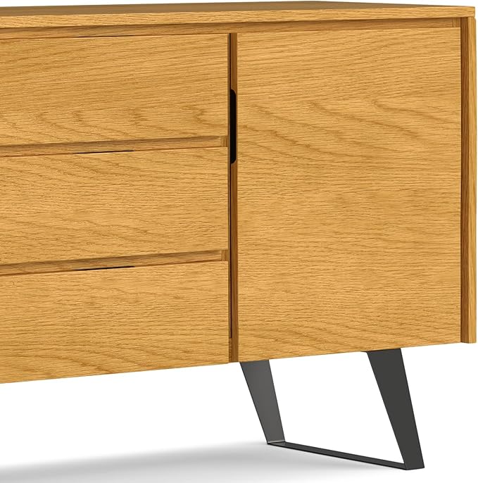 SIMPLIHOME Lowry 60 inch x 17 inch Rectangle Modern Industrial Sideboard Buffet in Oak Veneer for the Dining Room and Kitchen