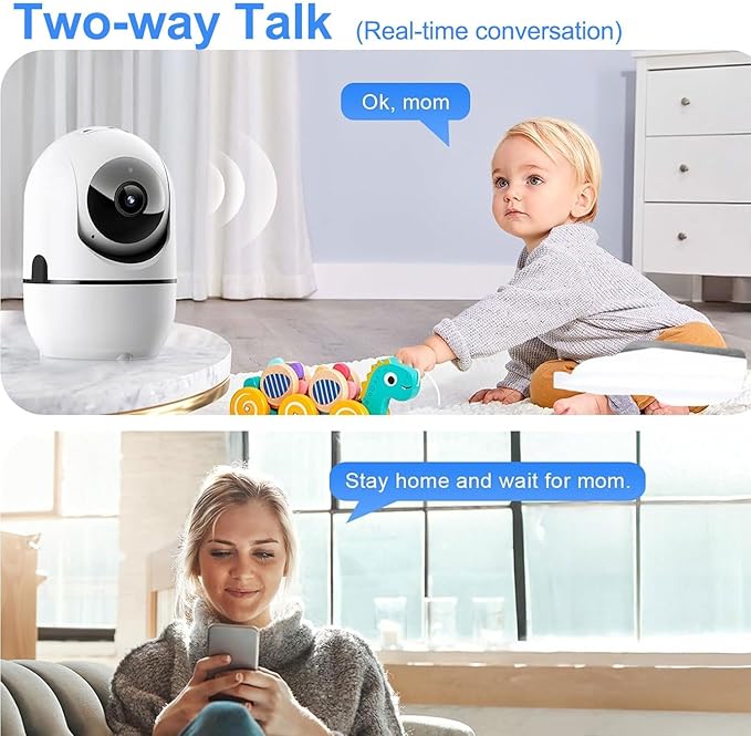 Indoor Security Camera - 5G & 2.4GHz Dog/Pet WiFi Security Camera & Motion Detection, 360° Pan/Tilt Plug-in Indoor Camera for Home Security, Smart AI 911 One-Click, US Cloud Storage (2Pack)