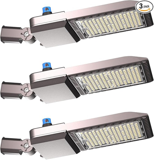 400W(486x1W) LED Parking Lot Lights (60000lm Eqv 1600W HPS) LED Shoebox Light with Smart Photocell IP65 5000K Parking Lot Lights Outdoor Pole Mount for Parking Lot,Yard,Driveway-3Pack 7Yrs Warranty
