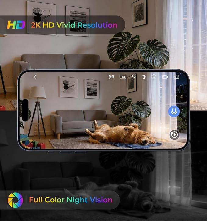 2K Clock Camera, 5G & 2.4G WiFi Indoor Pet Baby Nanny Cameras with Alarm for Home Security, Full Color Night Vision, Human Motion Detection, Local SD Storage