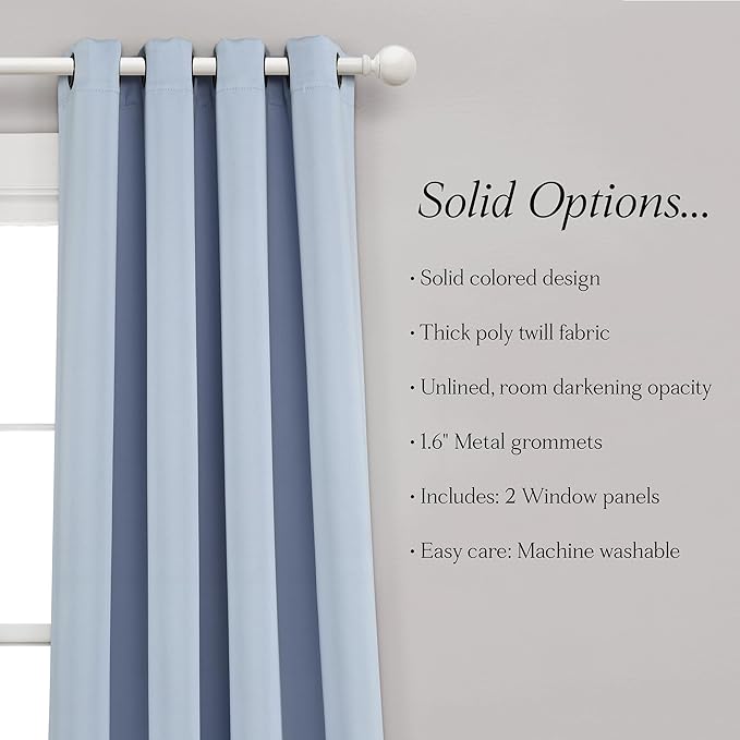 Lush Decor Insulated Grommet Blackout Window Curtain Panels, Pair, 52" W x 84" L, Blue Moon - Classic Modern Design - Chic Window Decor - Long Curtains For Living Room, Bedroom, Or Dining Room
