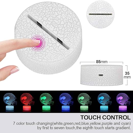 3D Optical Illusion Smart 7 Colors Night Light Table Lamp Gifts for Buffalo Men, Women, Kids, Boys, Teens,Acrylic