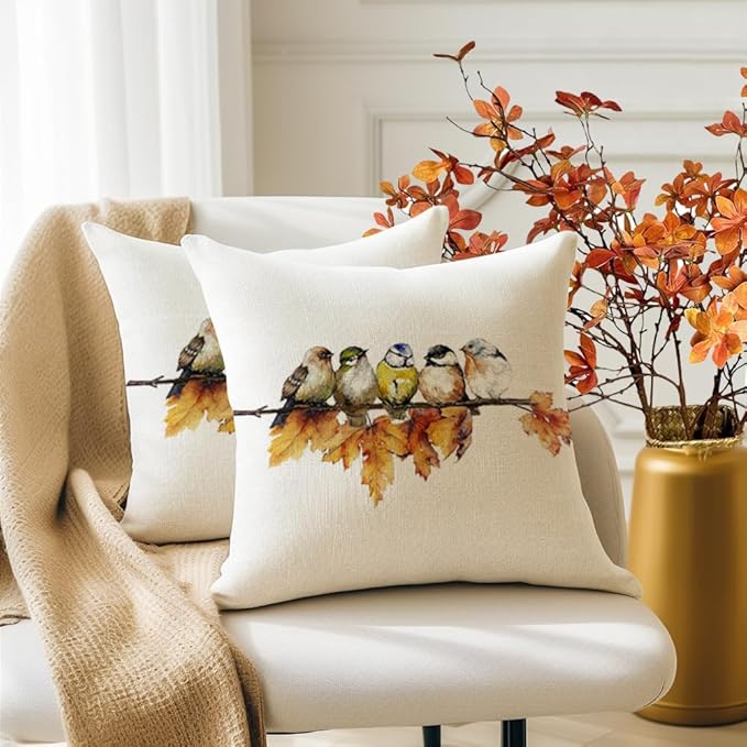 RABUSOFA Fall Outdoor Pillow Covers 18x18 Inch Waterproof Outdoor Thanksgiving Maple Leaf Decor Pillow Cases Polyester Fall Decoration for Home Couch