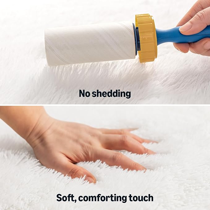 Amazon Basics Fluffy Washable Area Rug, Bedside Shaggy Carpet for Door Entryway, Living Room and Bedroom, 2' W × 3' L, Cream
