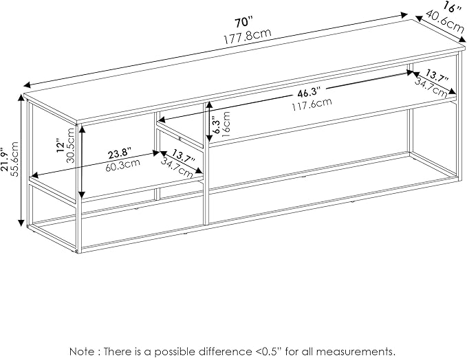 Furinno Moretti Modern Lifestyle TV Stand, Entertainment Center for TV up to 78 Inch, for Living Room, Bedroom, Grey Oak