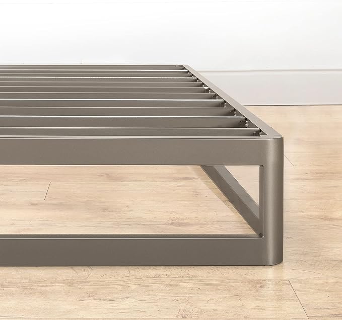 Mellow 9" Metal Platform Bed Frame w/Heavy Duty Steel Slat Mattress Foundation (No Box Spring Needed), Queen, Grey