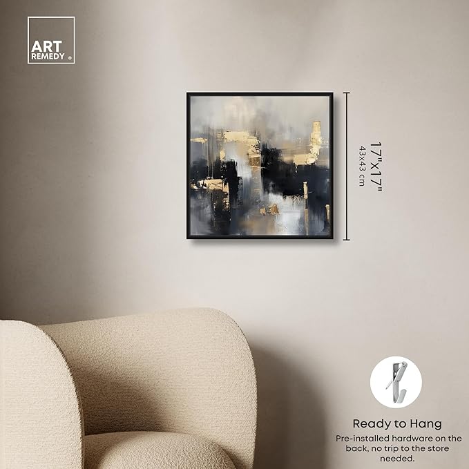 Art Remedy Daring Canvas Colorful Abstract Wall Art, Black Frame, 16" x 16"