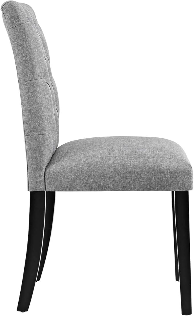 Modway Duchess Modern Tufted Button Upholstered Fabric Parsons Four Dining Chairs in Light Gray