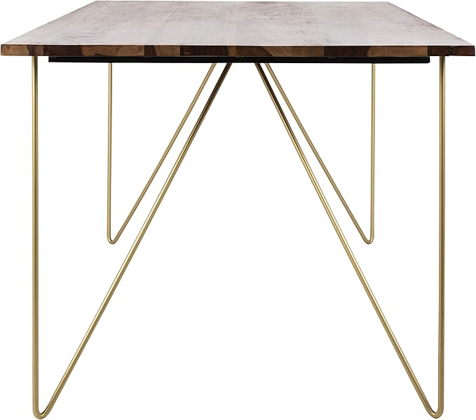 Safavieh Couture Home Captain Modern Walnut and Brass Hairpin Leg Dining Table