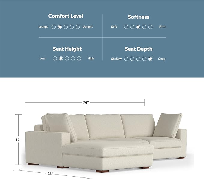 SIMPLIHOME Charlie Left-Facing Sectional Sofa in 100% Recycled Polyester Tightly Woven Performance Fabric, Cream, 122-inches Wide, Handcrafted Contemporary Style L-Shaped Couch with Chaise