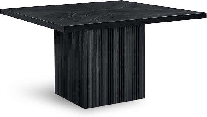 Meridian Furniture 729Black-T Belinda Collection Mid-Century Modern Dining Table, Solid Wood Base, Black Finish Oak Wood Veneer MDF Top, Square Top, Fluted Base, 54" W x 54" D x 31" H, Black