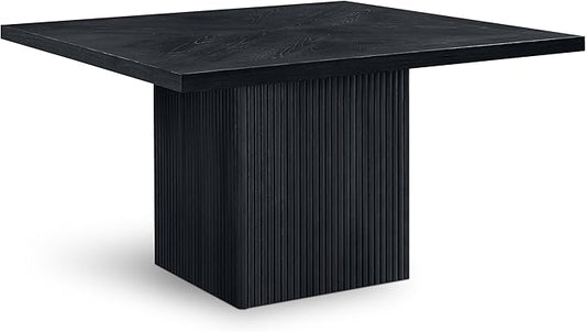 Meridian Furniture 729Black-T Belinda Collection Mid-Century Modern Dining Table, Solid Wood Base, Black Finish Oak Wood Veneer MDF Top, Square Top, Fluted Base, 54" W x 54" D x 31" H, Black