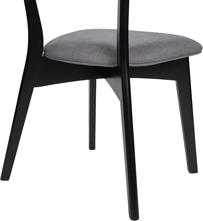 Chazz Upholstered Dining Chairs- Dark Gray/Matte Black (Set of 2)