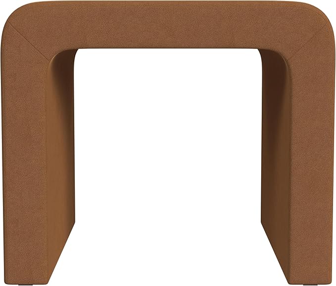 Spatial Order Modern Arch Velvet Ottoman | HomePop Home Décor | Ottoman for Living Room & Bedroom - Rust Orange