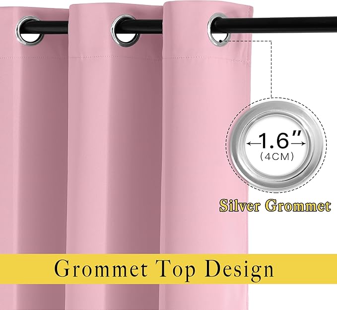 NICETOWN Crystal Pink Doorway Curtains Elegant & Luxury for Bedroom, Grommet Window Treatment Thermal Insulated Privacy Door Curtains for Living Room, Set of 2, W52 x L78