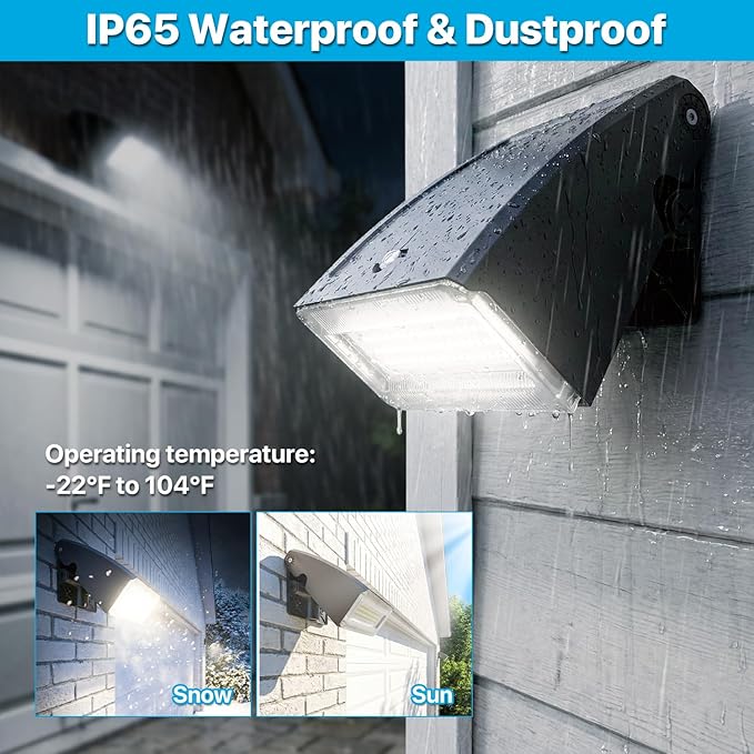 LED Wall Pack Light - 30W/40W/60W Dusk to Dawn Outdoor Lighting - 𝟏𝟐𝟎𝐕 5000K Porch Light, IP65 Waterproof Adjustable Outdoor Security Lighting for Warehouse Yard Barn Garage Factory Loading Bay
