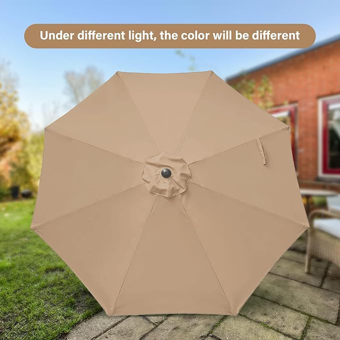 Simple Deluxe 2 Pack 9ft Patio Umbrella Outdoor Table Market Umbrella, 8 Sturdy Ribs for Garden, Deck, Backyard, Pool, Tan