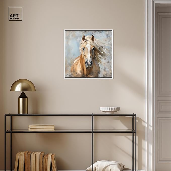 Art Remedy Rustic Rider Canvas Horse Wall Art, White Frame, 20" x 20"