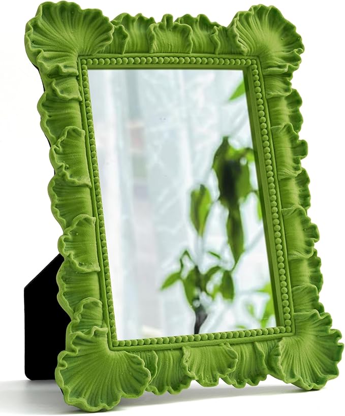 Gallery Wall Mirror for for Women Mom Best Friend Housewarming New Apartment Dorm Decor, 9.8x7.7 Framed Small Vanity Mirror for Dresser Nighstand Side Table Wall Decor (Lawn Green)